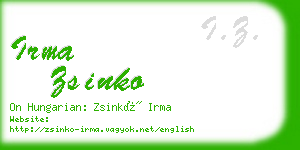 irma zsinko business card